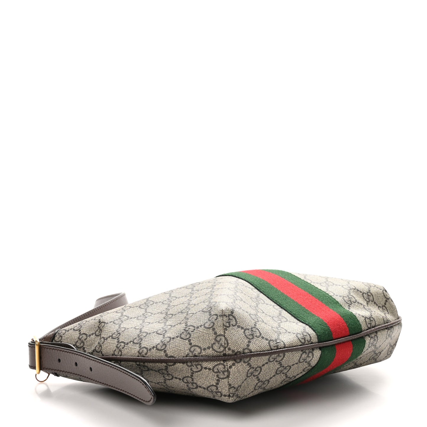 GG Supreme Monogram Web Small Ophidia Half Moon Hobo Brown