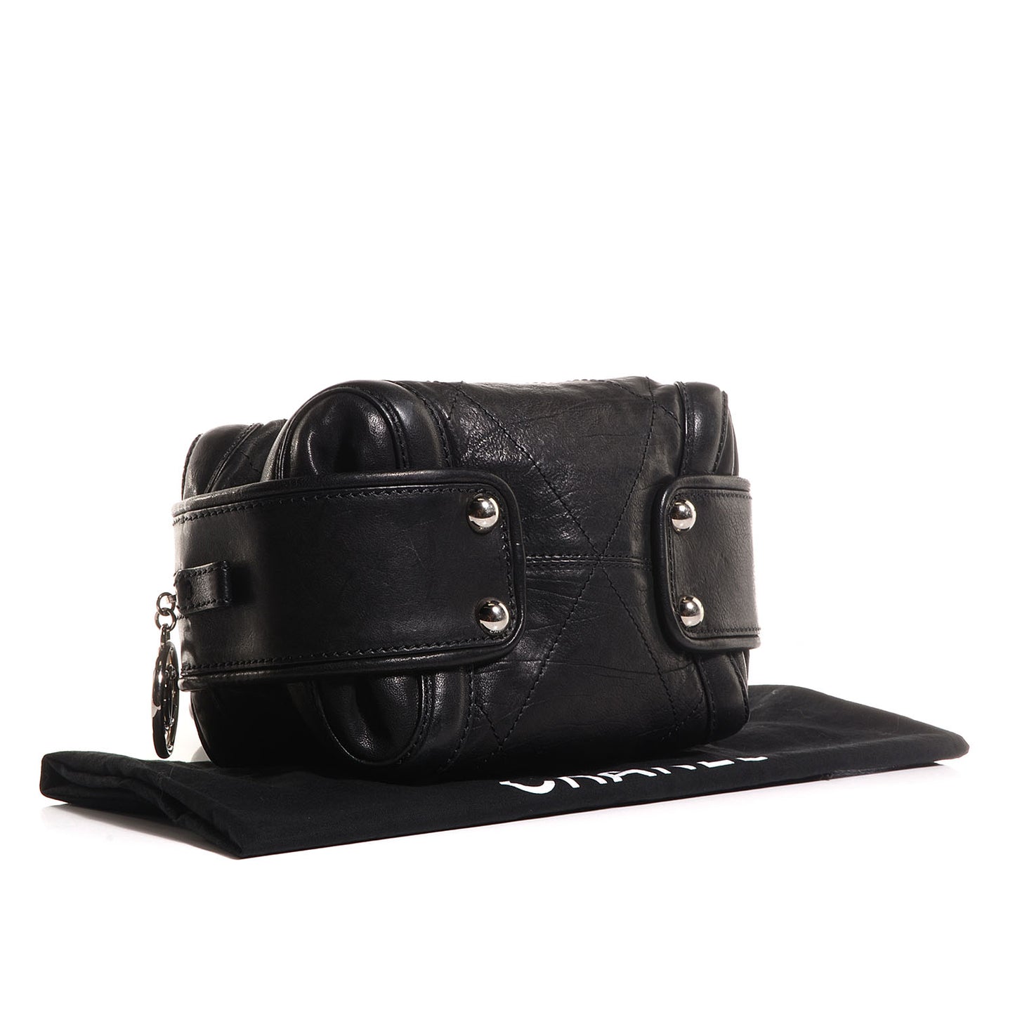Calfskin Round Bowling Bag Black