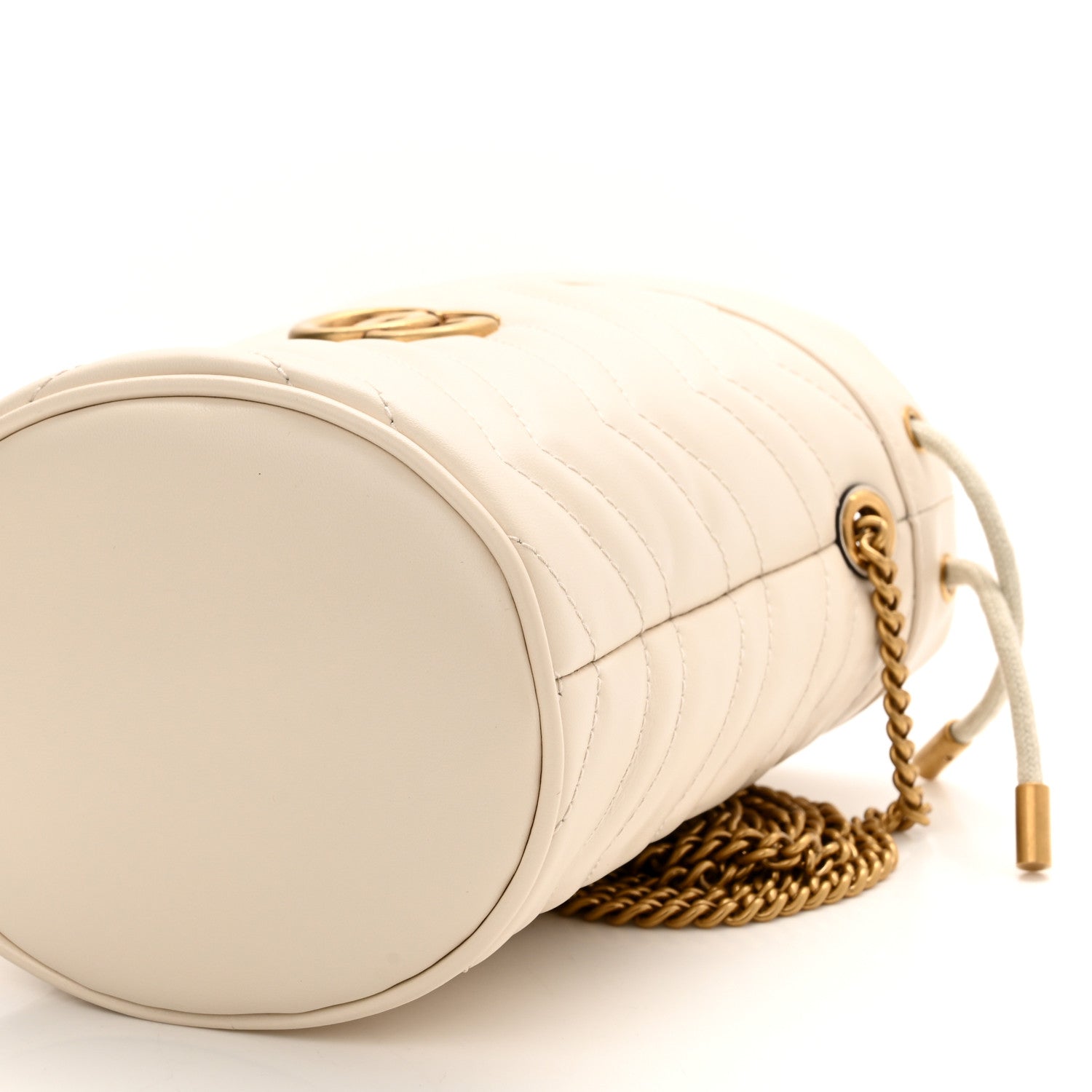 Gucci Calfskin Matelasse Mini GG Marmont 2.0 Bucket Bag White 10 of 11