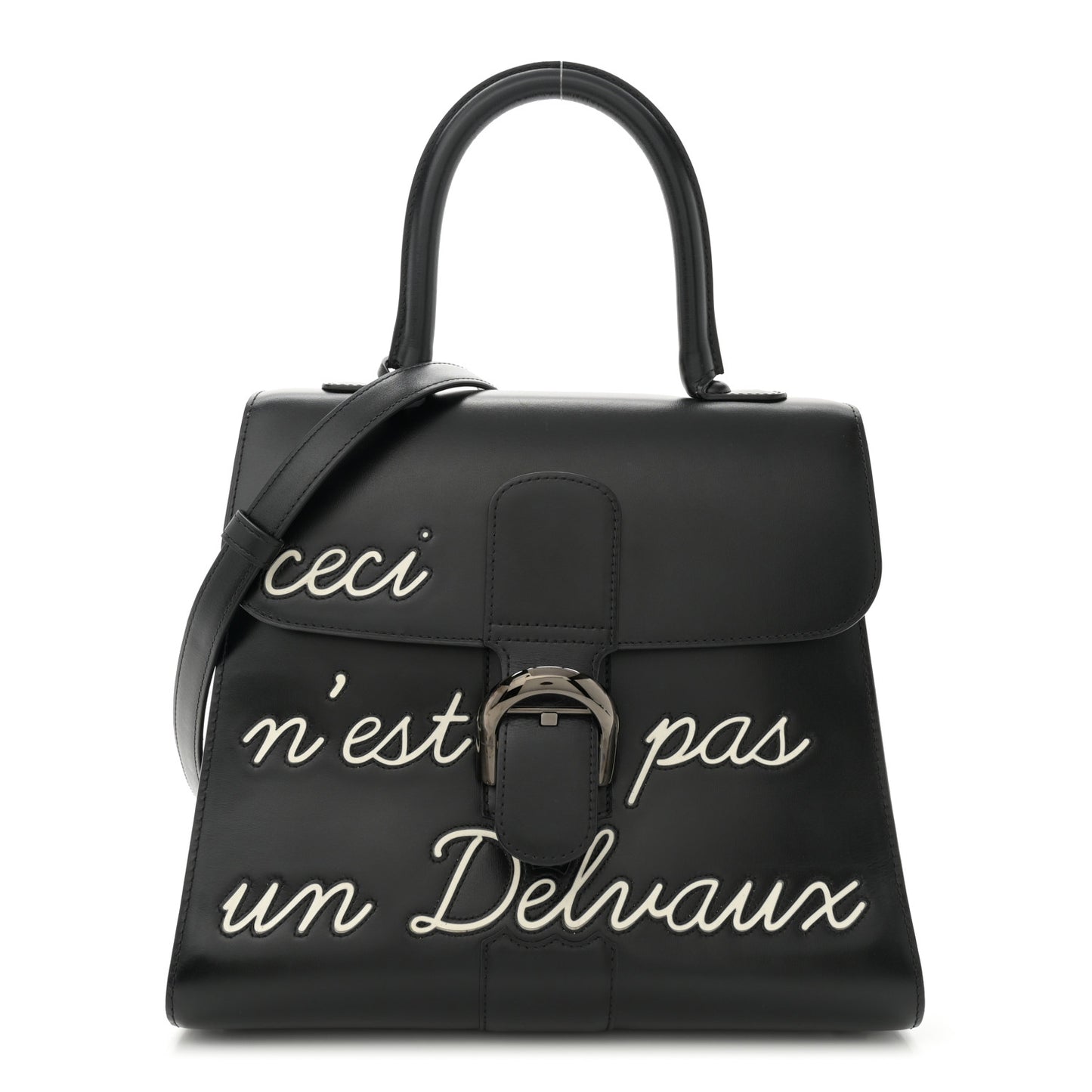 Calfskin MM L'Humour Brillant Satchel Black