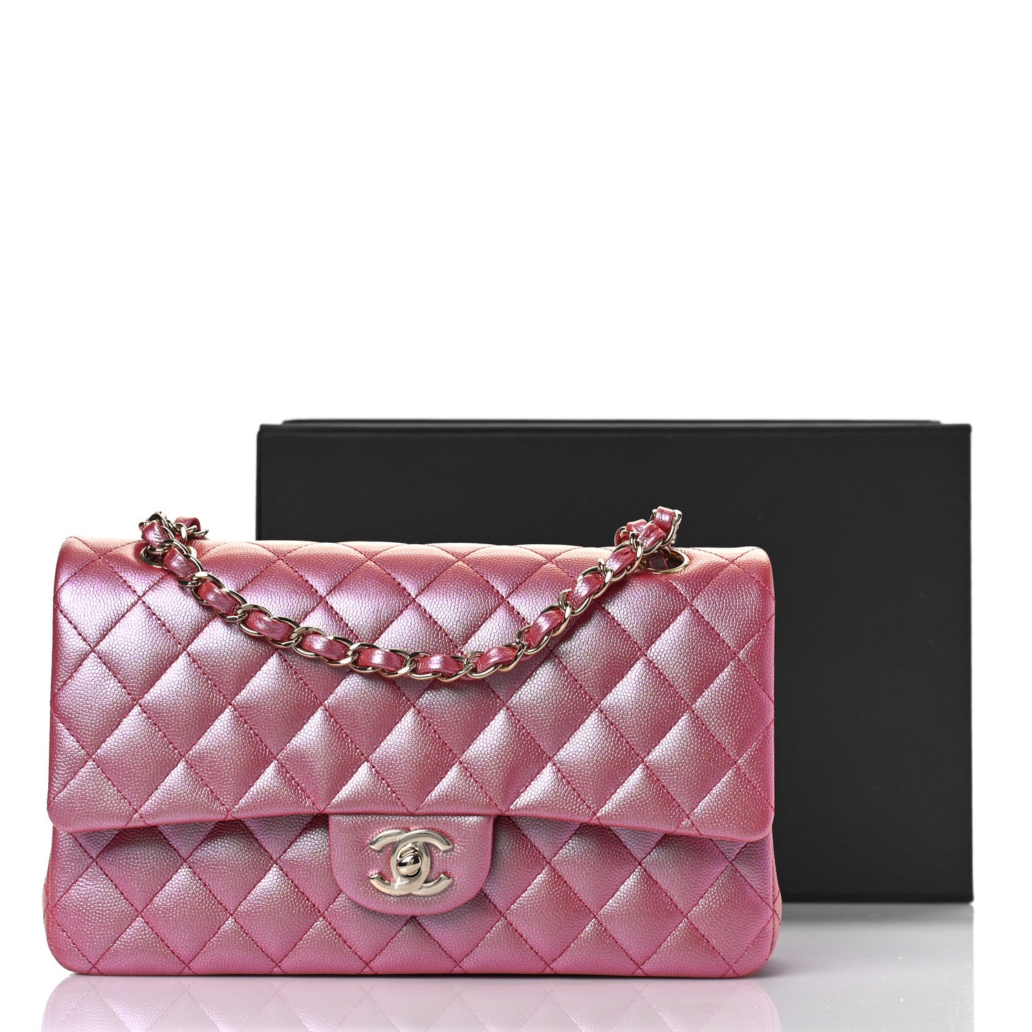 Chanel Iridescent Caviar Quilted Medium Double Flap Pink 9 of 9