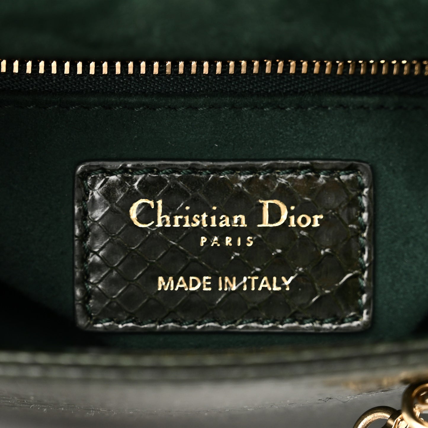 Shiny Snakeskin Mini Lady Dior Emerald Green