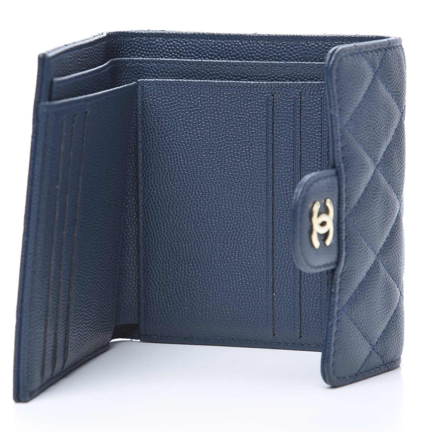 Chanel Caviar Quilted Compact Flap Wallet Navy 5 of 9