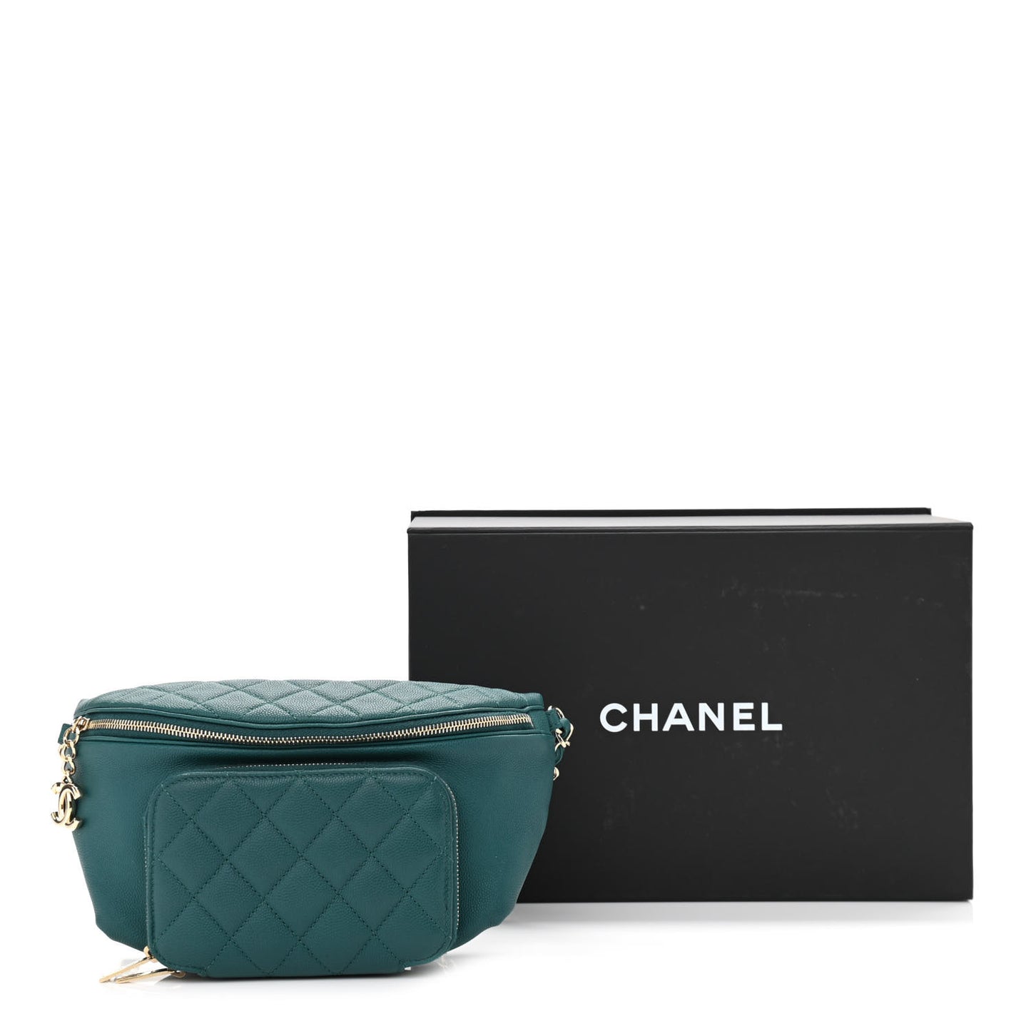 Caviar Quilted Business Affinity Waist Belt Bag Dark Turquoise