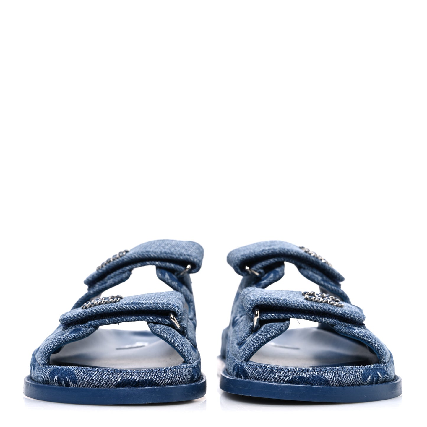 Denim CC Velcro Dad Chain CC Slide Sandals 35 Blue