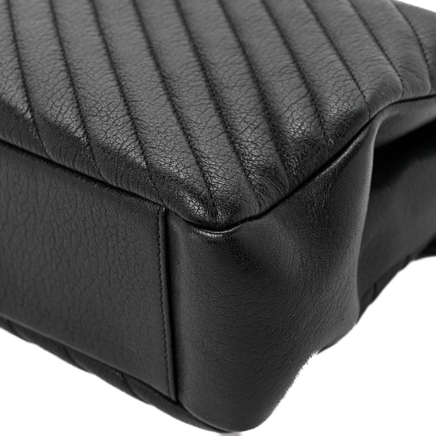 Saint Laurent Sheepskin Matelasse Chevron Monogram Large College Satchel Black 11 of 15