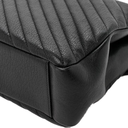 Saint Laurent Sheepskin Matelasse Chevron Monogram Large College Satchel Black 11 of 15