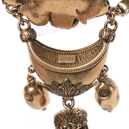 Gucci Metal Resin Pearl Lion Head Bracelet Aged Gold Blue 3 of 4