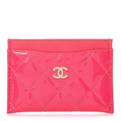 Chanel Patent Quilted Card Holder Pink 1 of 9