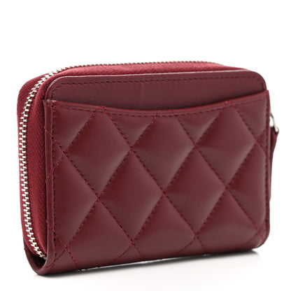 Chanel Lambskin Quilted Zip Around Coin Purse Wallet Burgundy 3 of 8