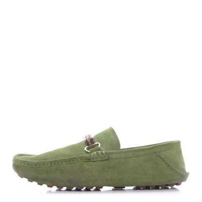 Gucci Suede Mens Bamboo Horsebit Moccasin 9 Green 1 of 11