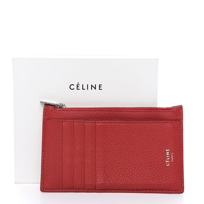 Celine Grained Calfskin Zipped Card Holder Red 7 of 7