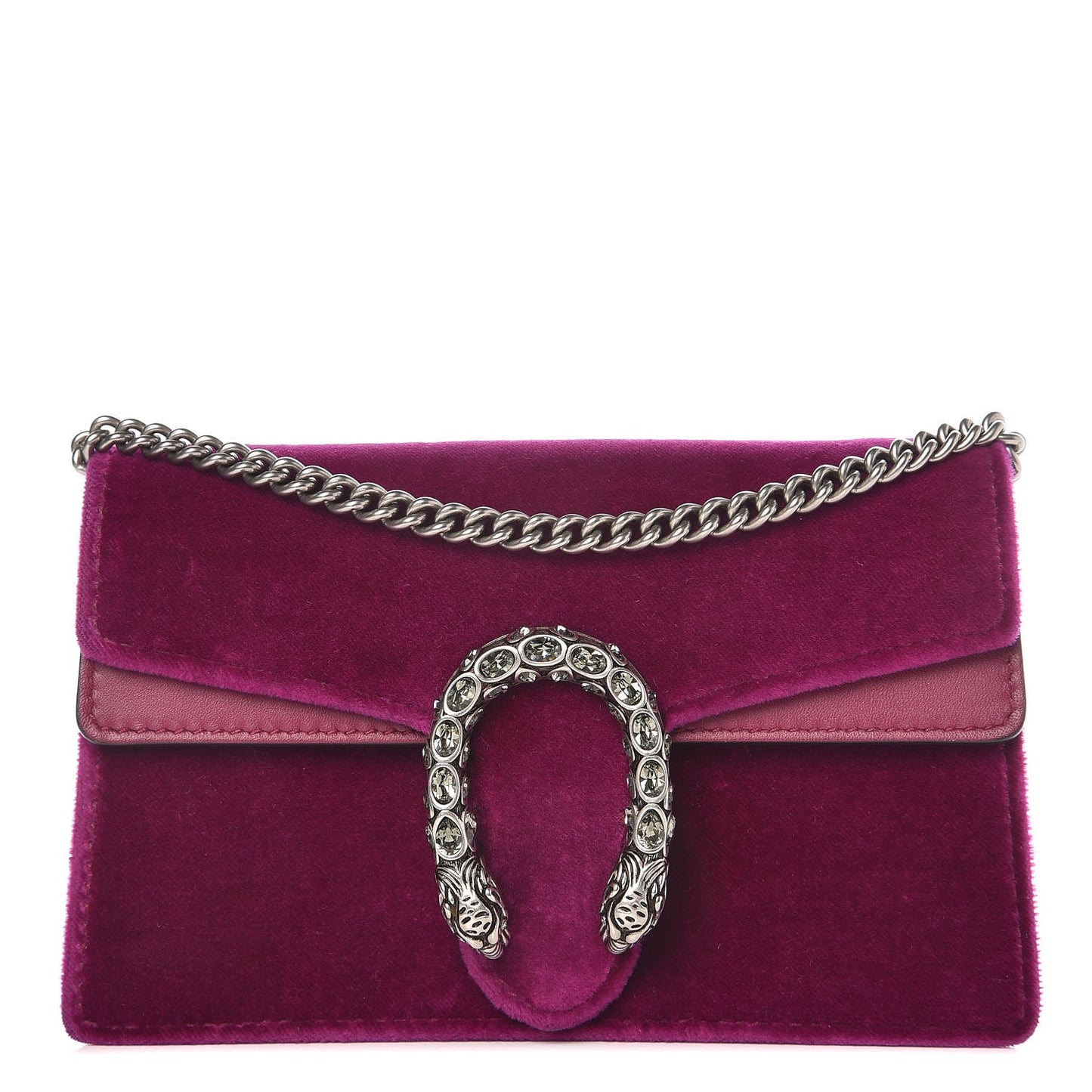 Velvet Super Mini Dionysus Shoulder Bag Fuchsia Violet Cyclamen