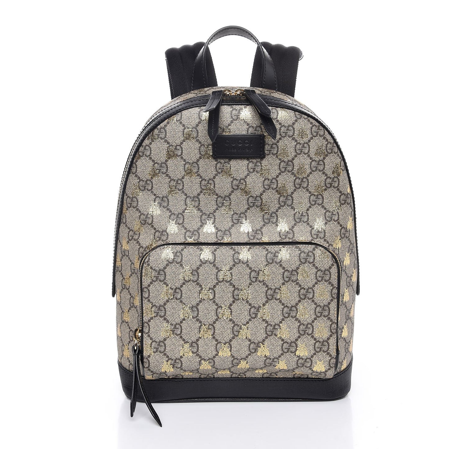 GG Supreme Monogram Bees Print Small Day Backpack Beige Oro Black