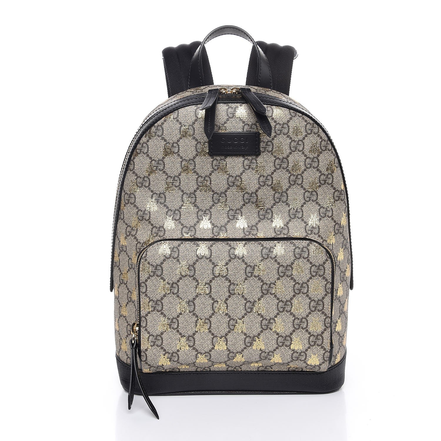 Gucci GG Supreme Monogram Bees Print Small Day Backpack Beige Oro Black 1 of 8