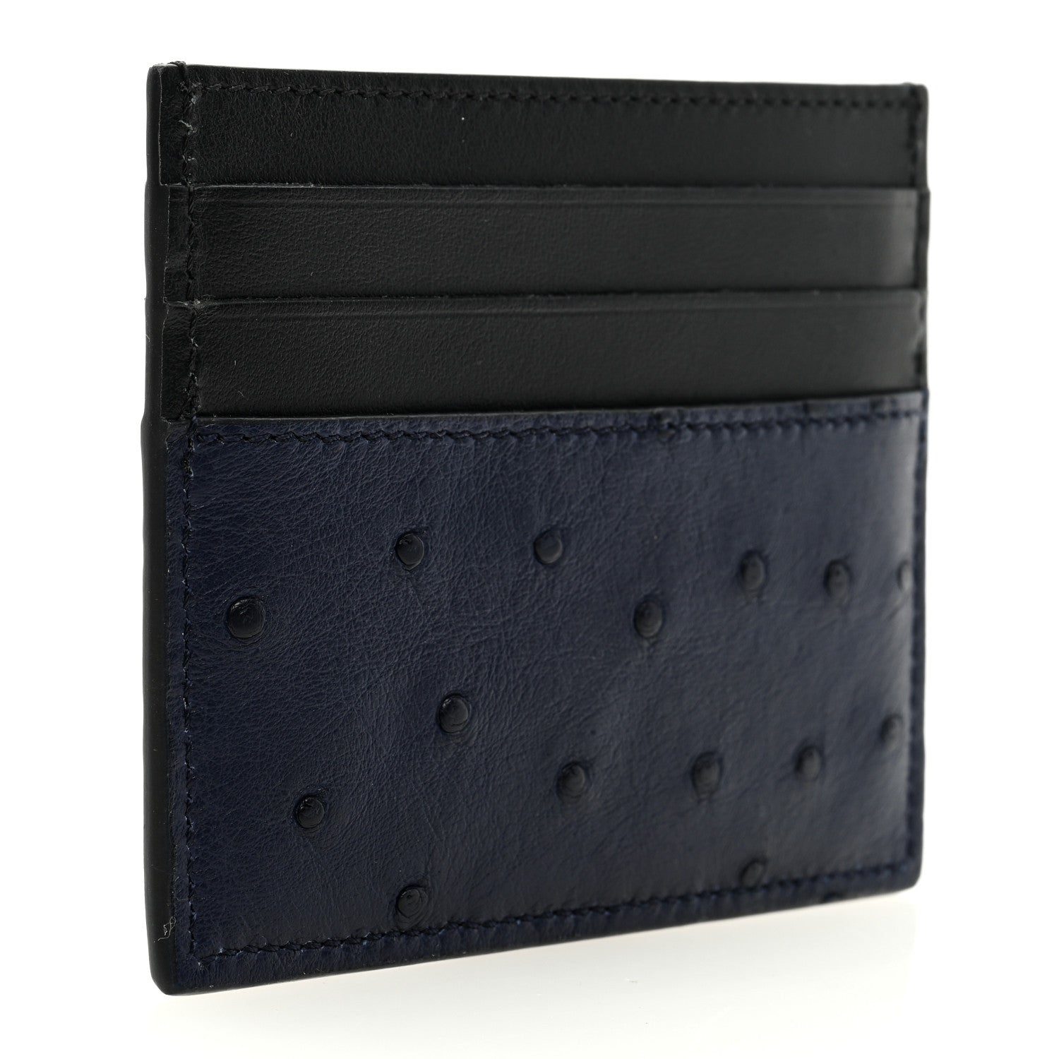 Fendi Ostrich Vitello Card Holder Blueberry Black 3 of 7