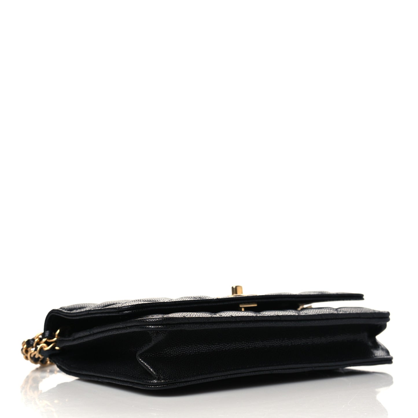 Caviar Quilted Twist Your Buttons Wallet On Chain WOC Black