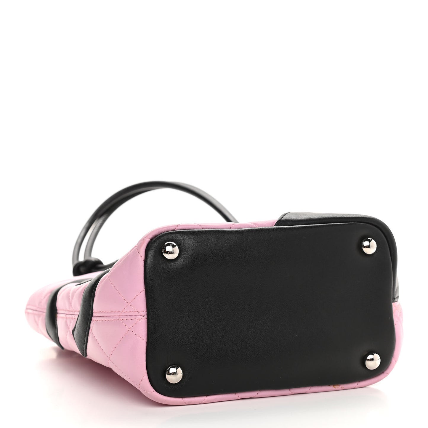 Calfskin Quilted Medium Cambon Tote Pink Black