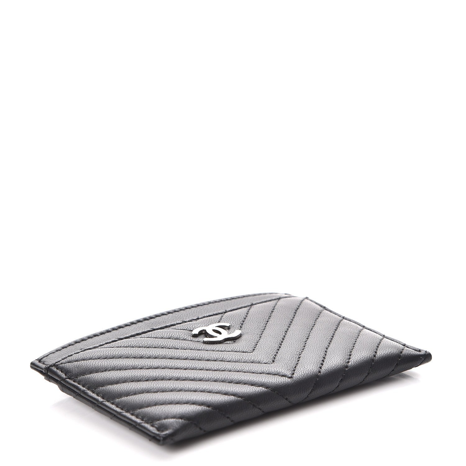 Chanel Lambskin Chevron Card Holder Black 4 of 9