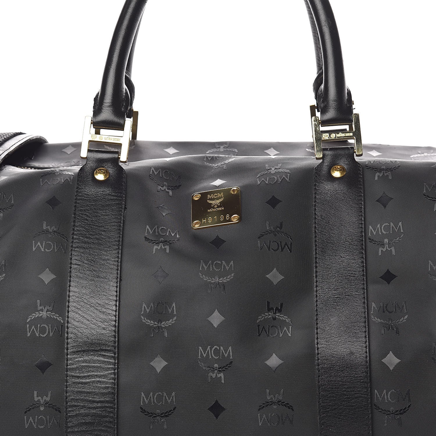 MCM Monogram Coated Canvas Weekender Black 9 of 18