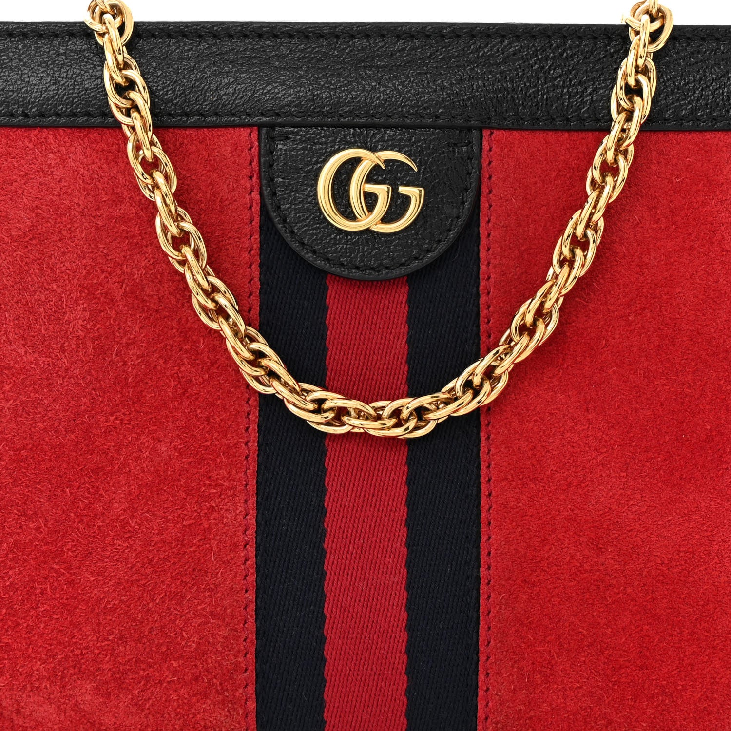 Gucci Suede Patent Web Small Ophidia Chain Shoulder Bag Hibiscus Red Black 8 of 11