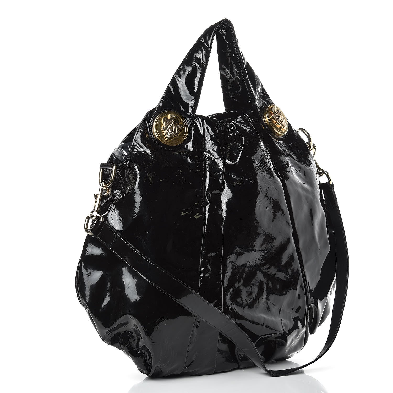 Gucci Patent Large Hysteria Top Handle Bag Black 3 of 9