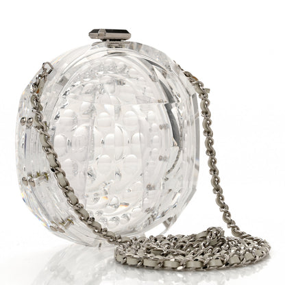 Chanel Transparent Lucite Round CC Minaudiere Clutch White 3 of 10