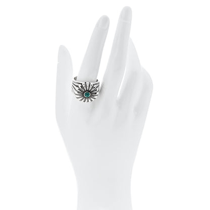 Gucci Sterling Silver Resin Interlocking GG Flower Ring 61 9.75 Turquoise 2 of 7