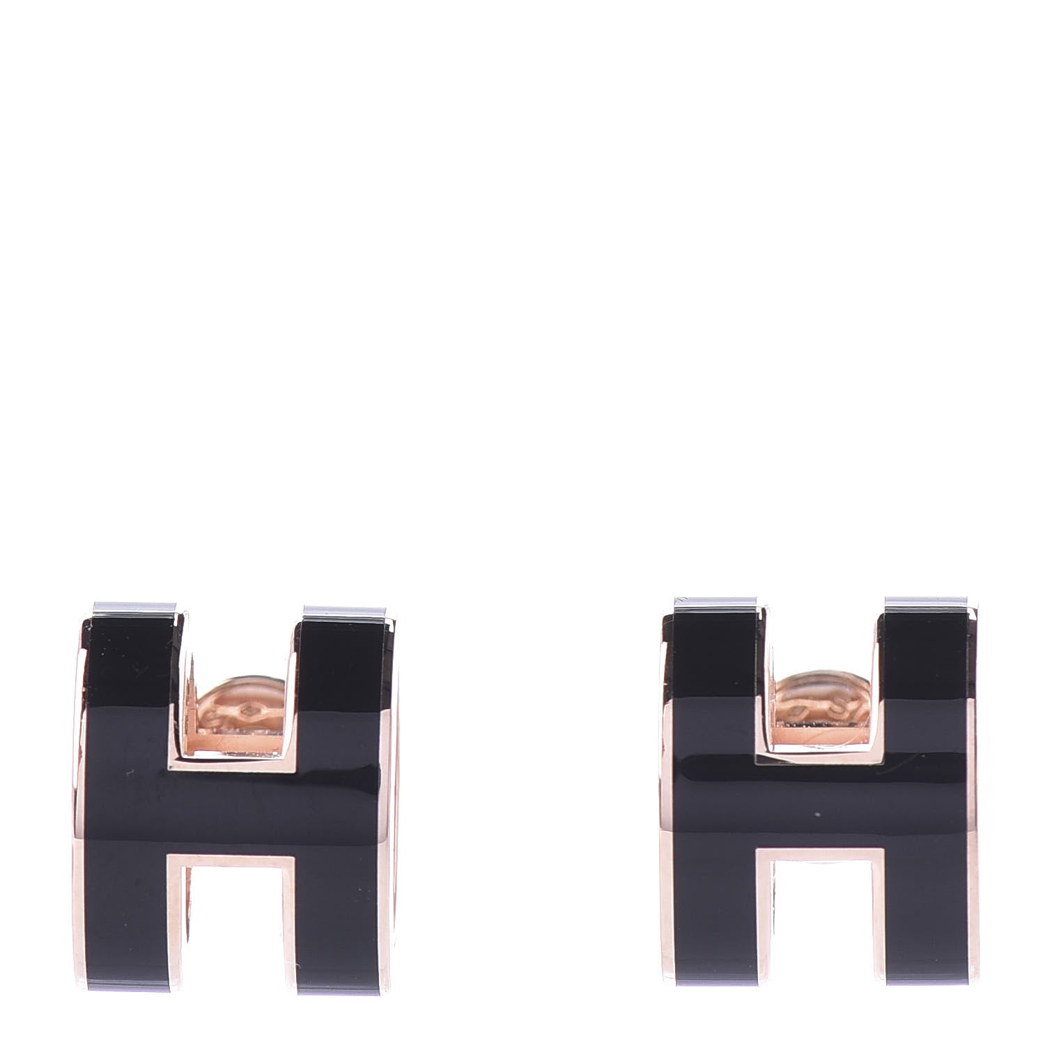 Hermes Gold Lacquered Pop H Earrings Black 1 of 7