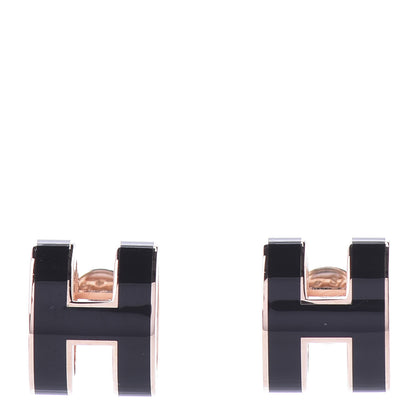 Hermes Gold Lacquered Pop H Earrings Black 1 of 7