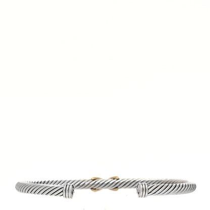David Yurman Sterling Silver 18K Yellow Gold 4mm X Station Cable Bracelet 2 of 3