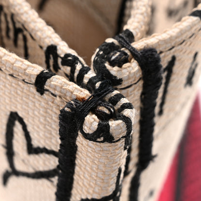Christian Dior Canvas Embroidered Medium Dioramour Graffiti Book Tote Latte Multicolor 13 of 13