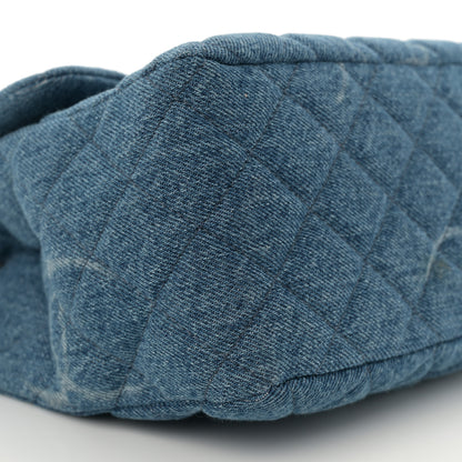 Chanel Denim Quilted CC Print Jumbo Single Flap Blue 9 of 11