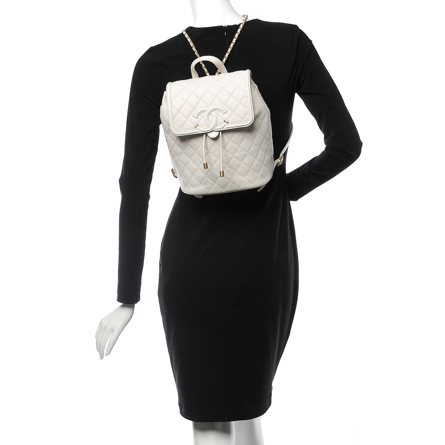 Caviar Quilted Filigree Backpack White