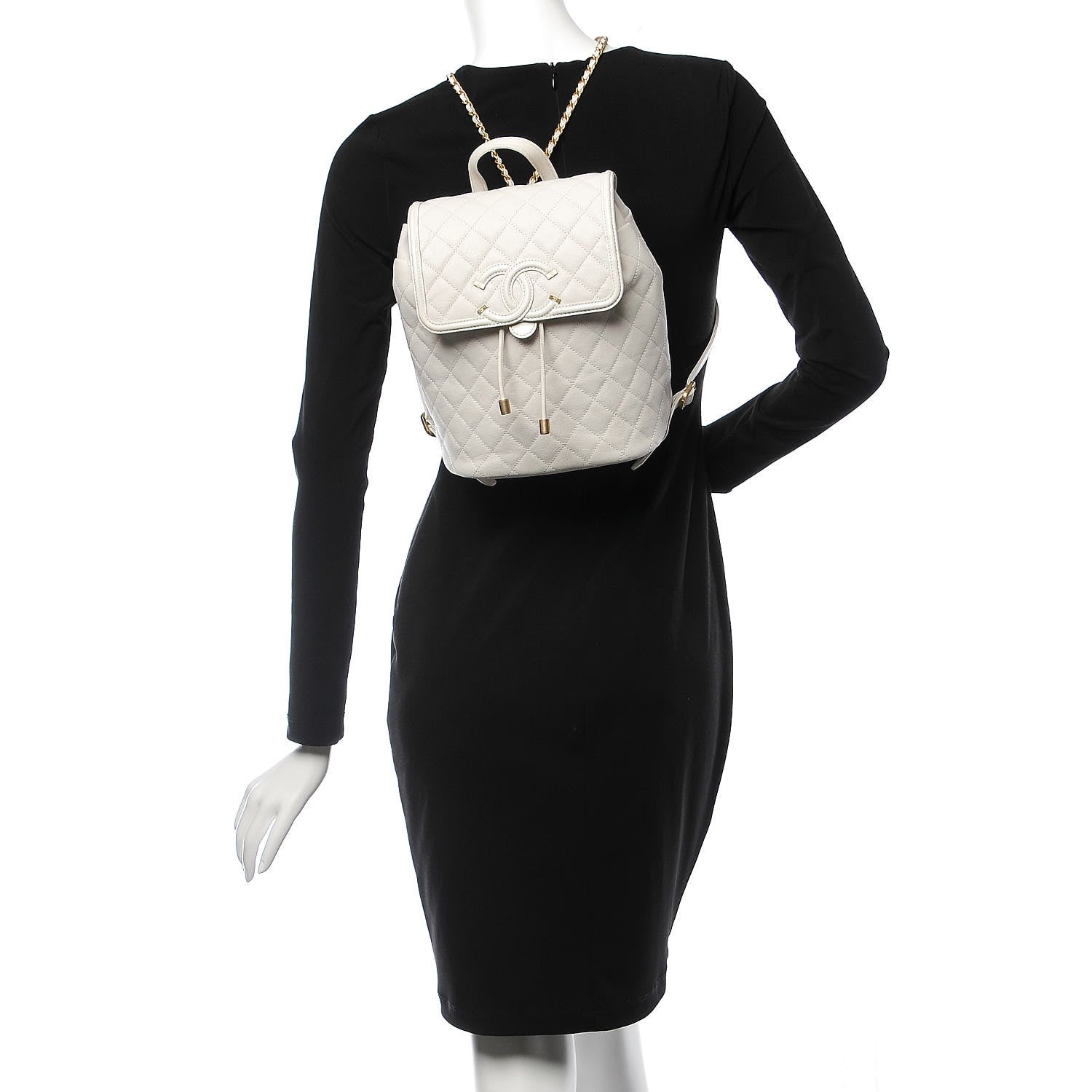 Chanel Caviar Quilted Filigree Backpack White 2 of 10