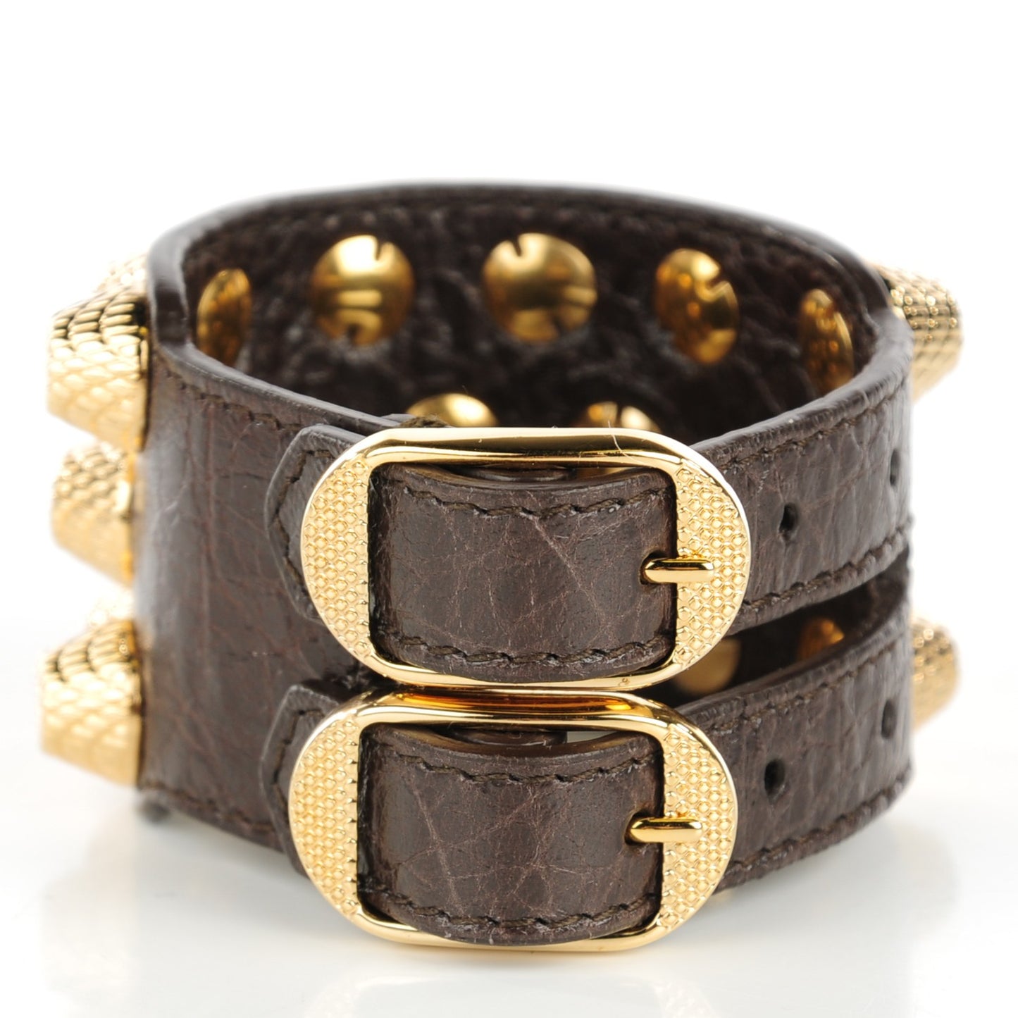 Agneau Arena Three Row Giant Gold Bracelet Cigare Fonce