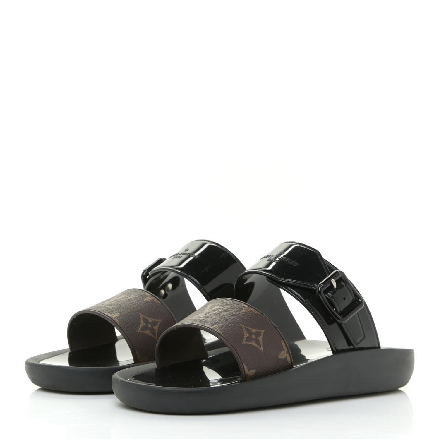 Louis Vuitton Monogram Sunbath Flat Mule Sandals 38 Black 3 of 12