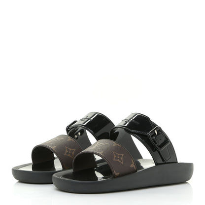 Louis Vuitton Monogram Sunbath Flat Mule Sandals 38 Black 3 of 12