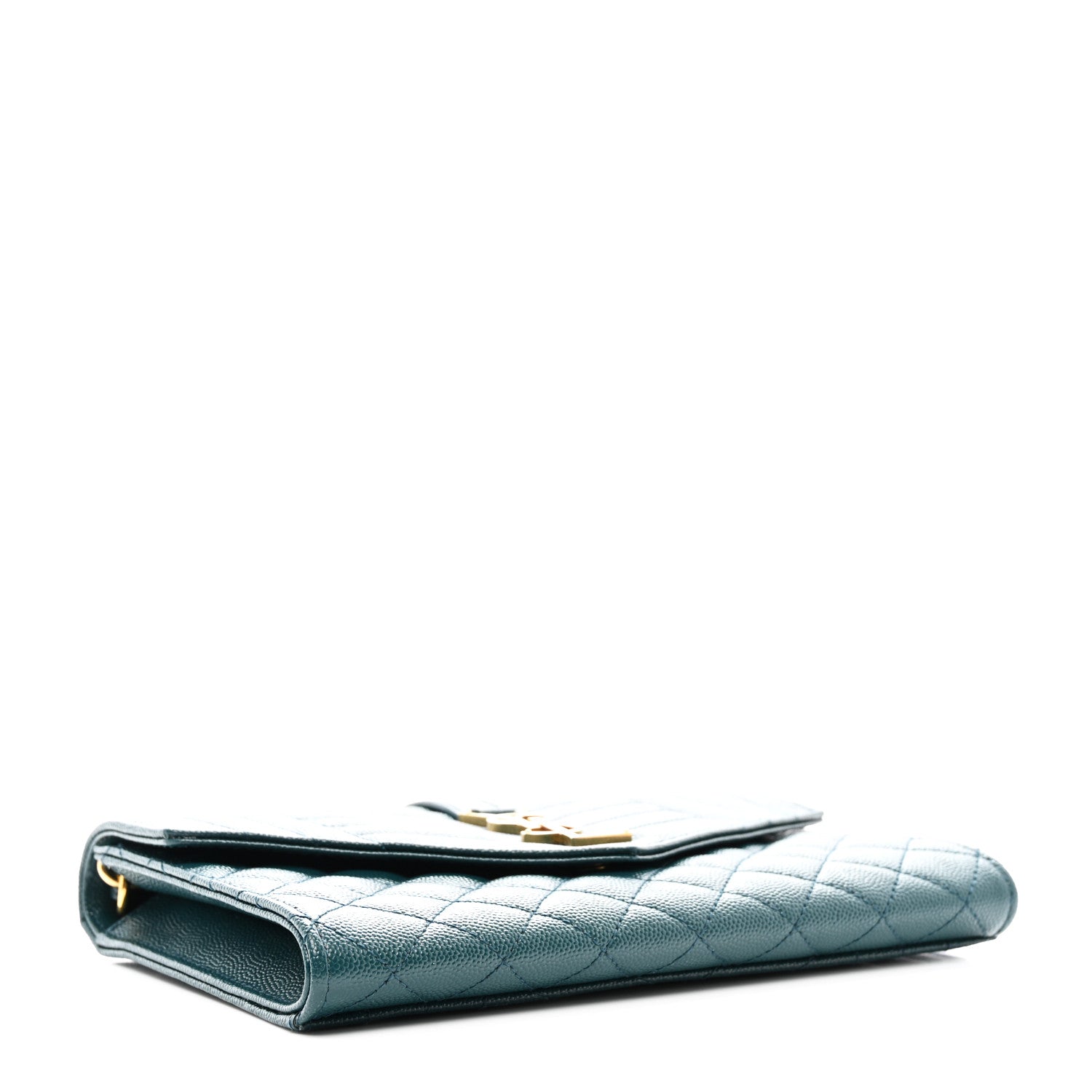 Saint Laurent Grain De Poudre Textured Mixed Matelasse Triquilt Monogram Clutch Sea Turquois 4 of 8