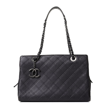 Chanel Calfskin Diamond Embossed Large CC Zip Shopping Tote Grey 2 of 6