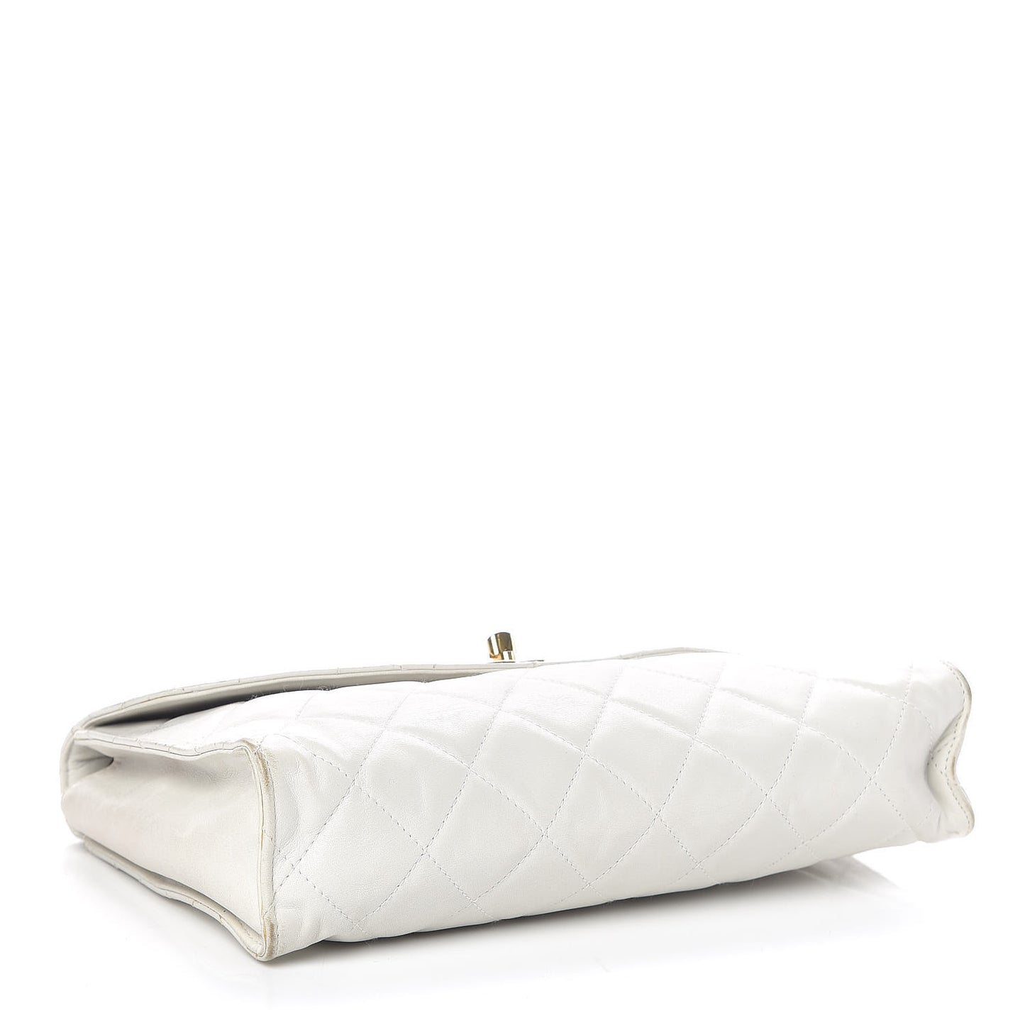 Lambskin Quilted Medium Single Flap White