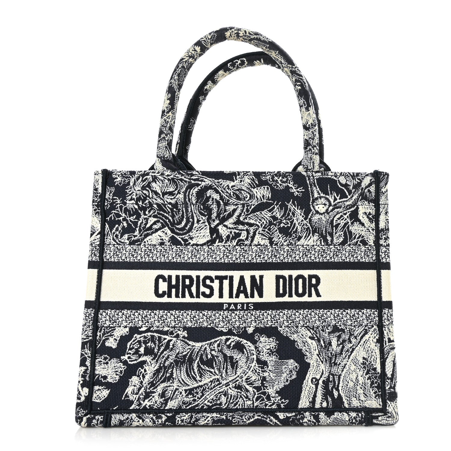 Christian Dior Canvas Embroidered Small Dioriviera Toile De Jouy Book Tote Blue 1 of 9