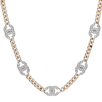 Chanel Crystal Chain CC Link Choker Gold Silver 1 of 4