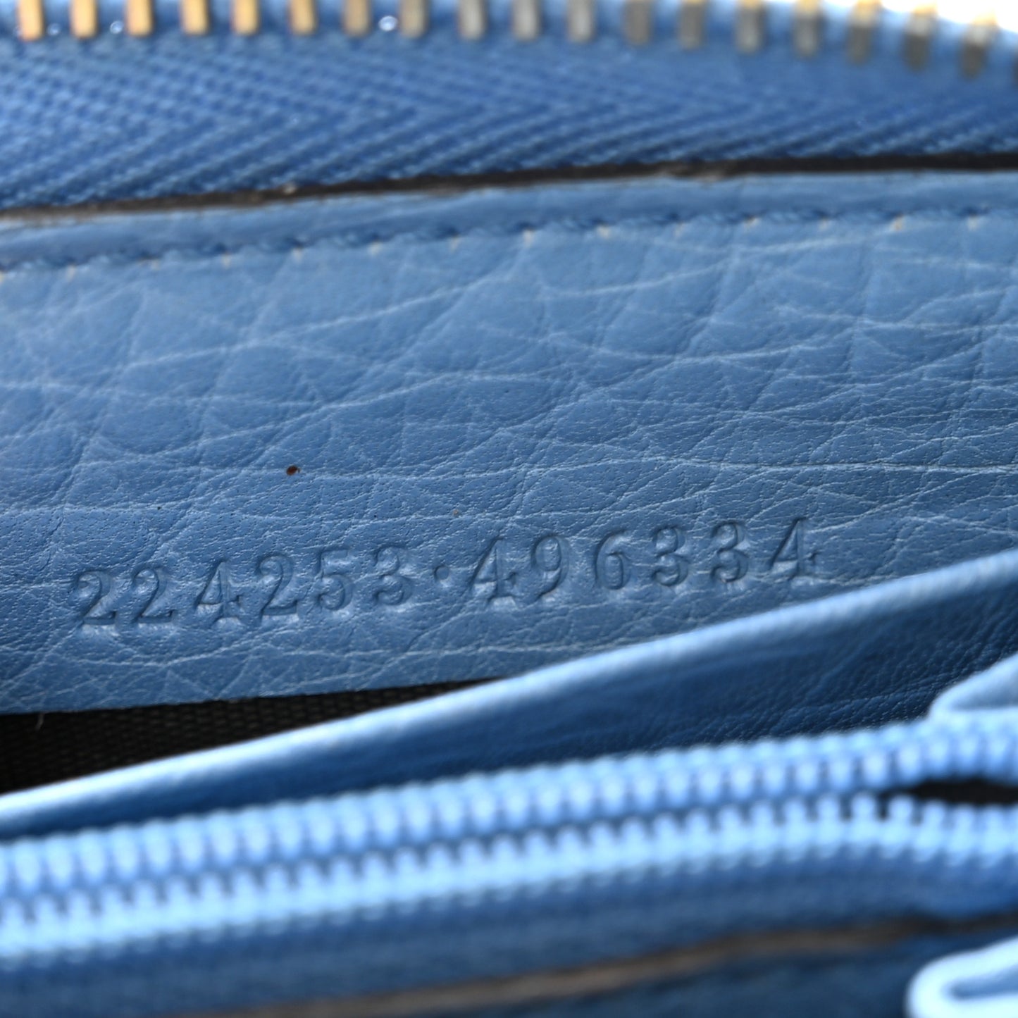 Pebbled Calfskin Bamboo Tassel Zip Around Wallet Blue