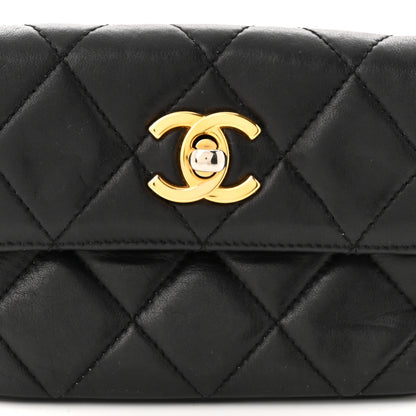 Chanel Lambskin Quilted Waist Chain Belt Flap Bag Black 9 of 11