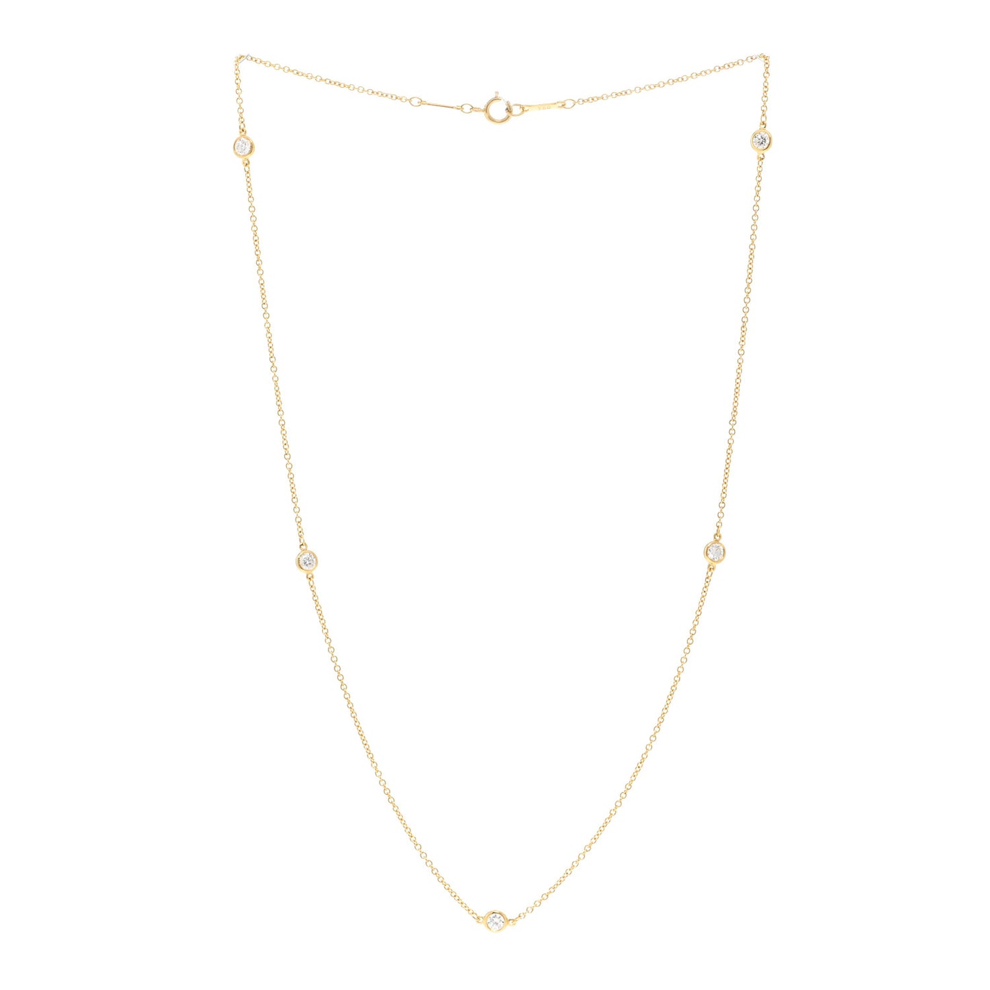 18K Yellow Gold Diamond .45ctw 5 Station Diamonds by the Yard Necklace