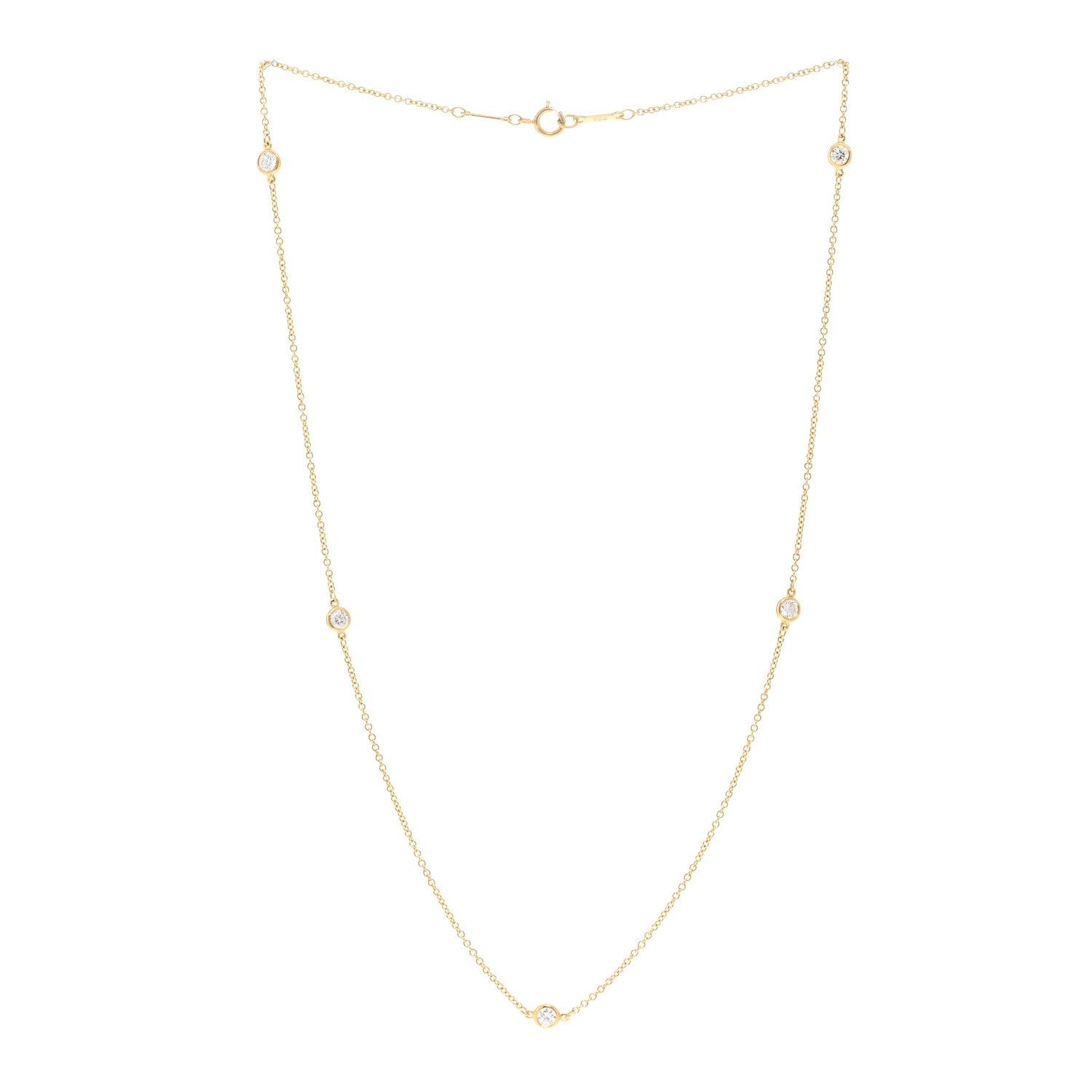 Tiffany 18K Yellow Gold Diamond .45ctw 5 Station Diamonds by the Yard Necklace 3 of 4