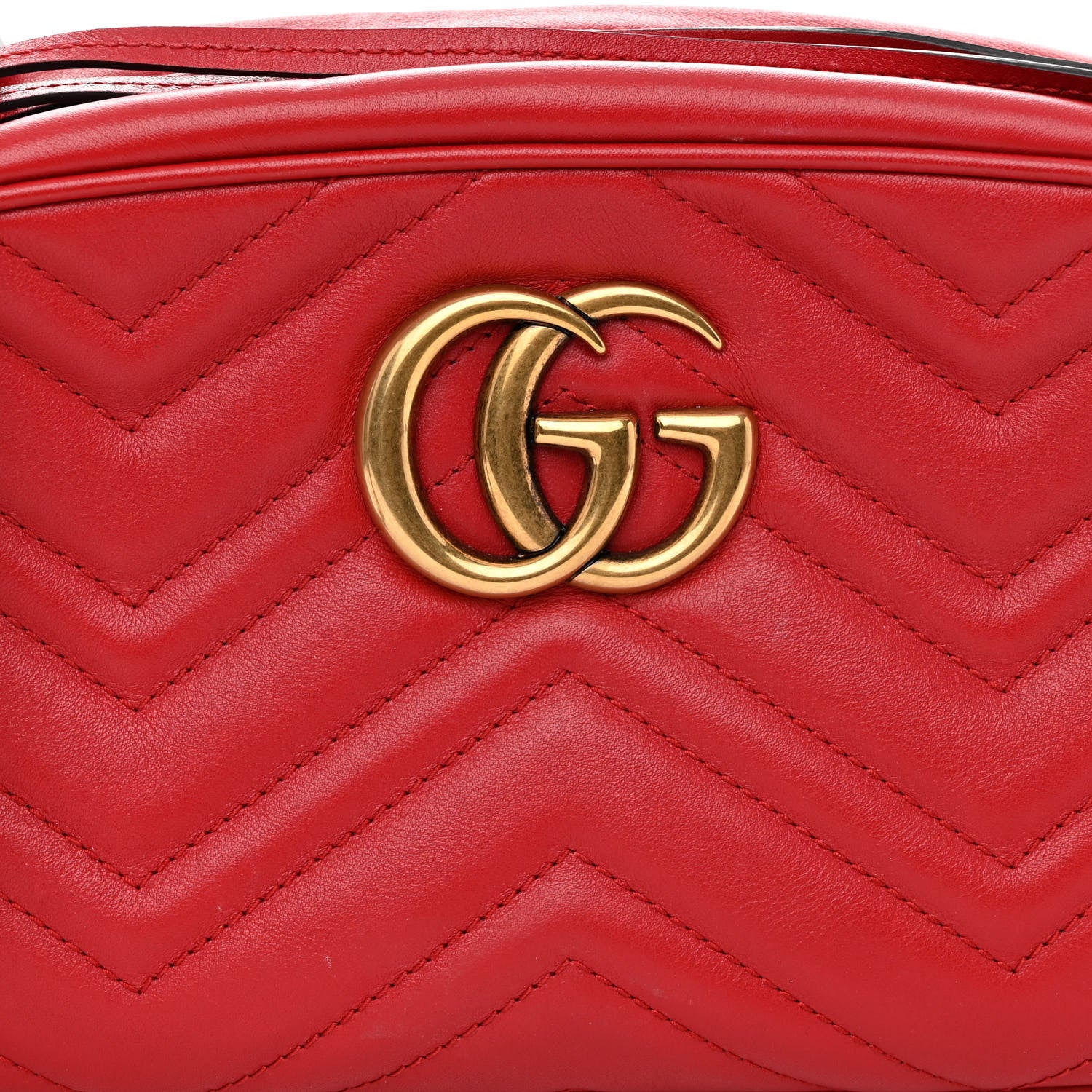 Gucci Calfskin Matelasse Small GG Marmont Chain Shoulder Bag Hibiscus Red 8 of 10