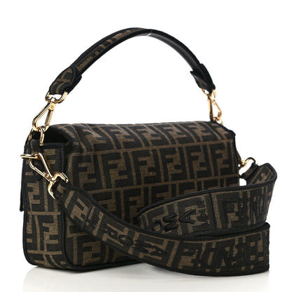 Fendi Fabric Jacquard FF 1974 Medium Baguette Tobacco Moro Black 3 of 11