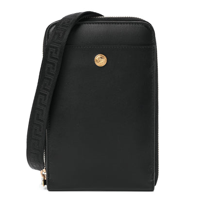 Versace Calfskin La Medusa Zip Around Lanyard Pouch Black 1 of 10